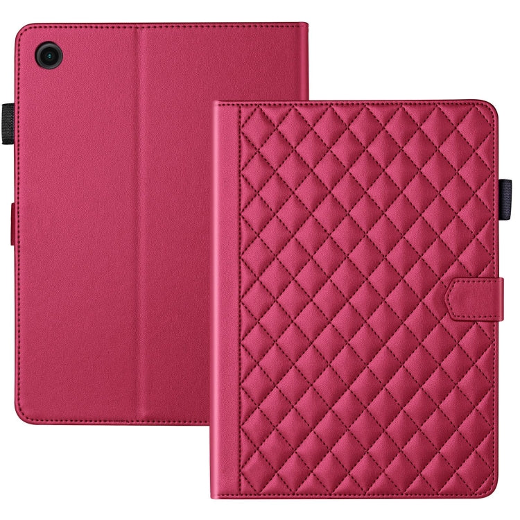For Samsung Galaxy Tab A11 / A9 Rhombus Lattice Leather Tablet Case(Red) by bashfashion