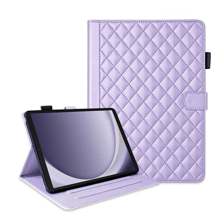 For Samsung Galaxy Tab A11 / A9 Rhombus Lattice Leather Tablet Case(Purple) by bashfashion