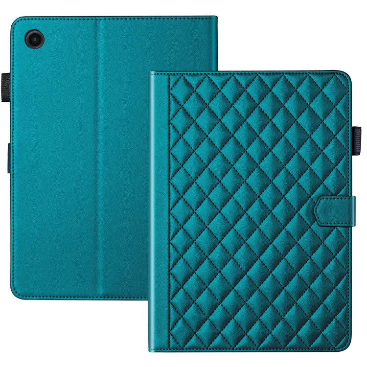 For Samsung Galaxy Tab A11 / A9 Rhombus Lattice Leather Tablet Case(Dark Green) by bashfashion