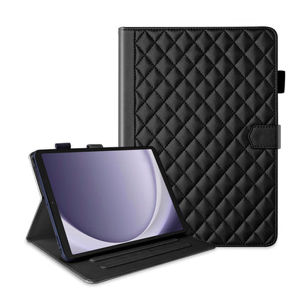 For Samsung Galaxy Tab A11 / A9 Rhombus Lattice Leather Tablet Case(Black) by bashfashion