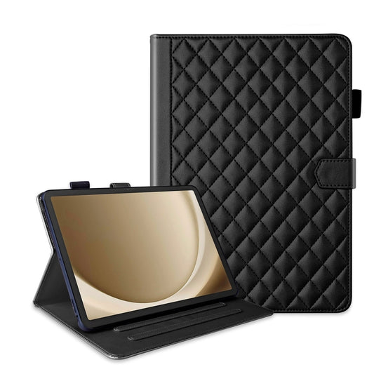 For Samsung Galaxy Tab A11+ / A9+ Rhombus Lattice Leather Tablet Case(Black) by bashfashion