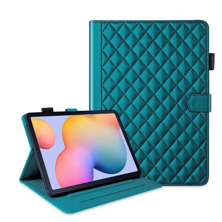 For Samsung Galaxy Tab S6 Lite 2024 Rhombus Lattice Leather Tablet Case(Dark Green) by bashfashion