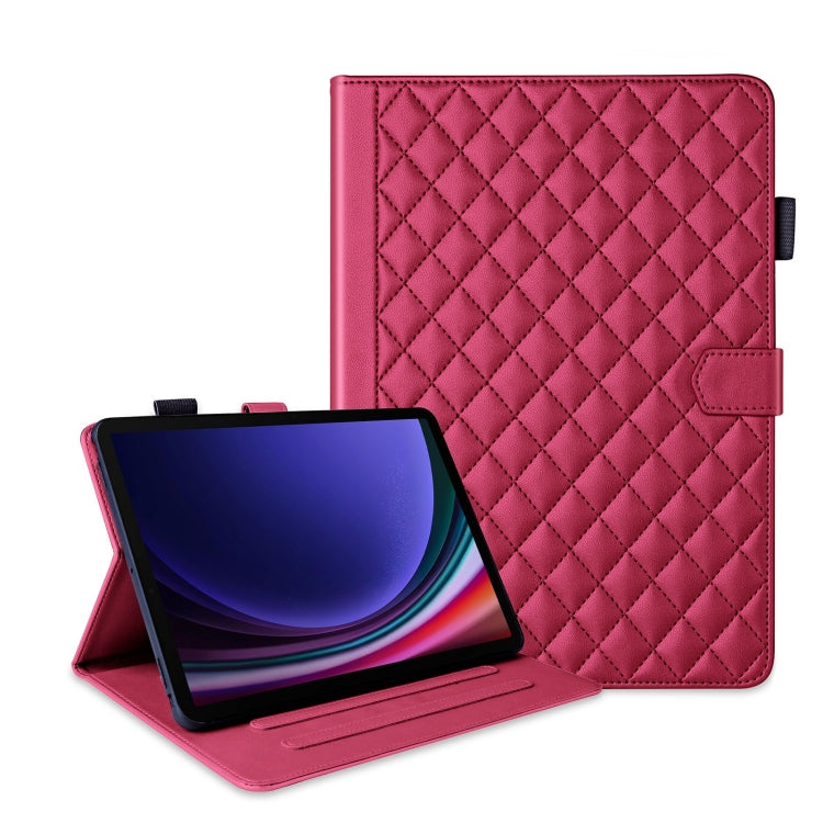 For Samsung Galaxy Tab S9 FE+ / S9+ Rhombus Lattice Leather Tablet Case(Red) by bashfashion