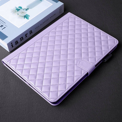 For Samsung Galaxy Tab S9 FE+ / S9+ Rhombus Lattice Leather Tablet Case(Purple) by bashfashion