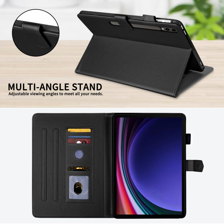 For Samsung Galaxy Tab S9 FE+ / S9+ Rhombus Lattice Leather Tablet Case(Black) by bashfashion