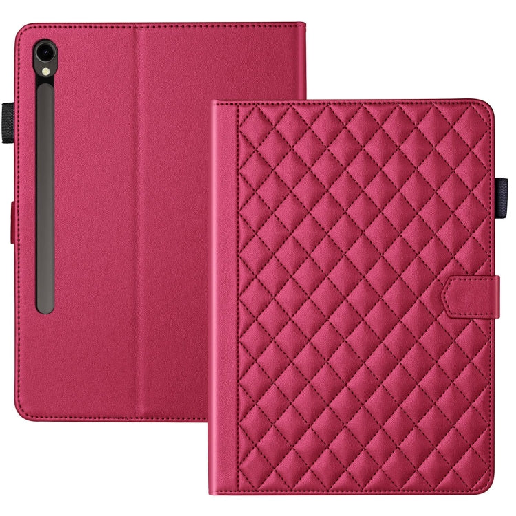 For Samsung Galaxy Tab S9 FE / S9 Rhombus Lattice Leather Tablet Case(Red) by bashfashion