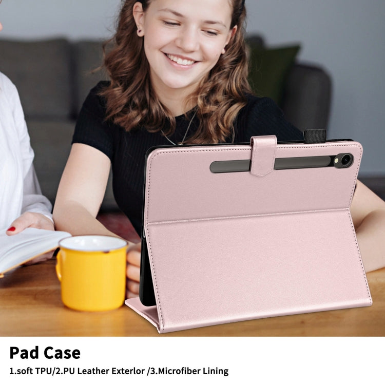 For Samsung Galaxy Tab S9 FE / S9 Rhombus Lattice Leather Tablet Case(Rose Gold) by bashfashion