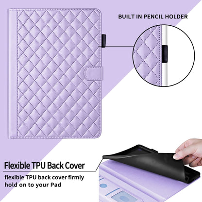 For Samsung Galaxy Tab S9 FE / S9 Rhombus Lattice Leather Tablet Case(Purple) by bashfashion