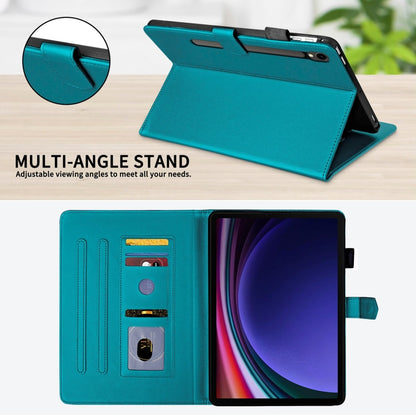 For Samsung Galaxy Tab S9 FE / S9 Rhombus Lattice Leather Tablet Case(Dark Green) by bashfashion