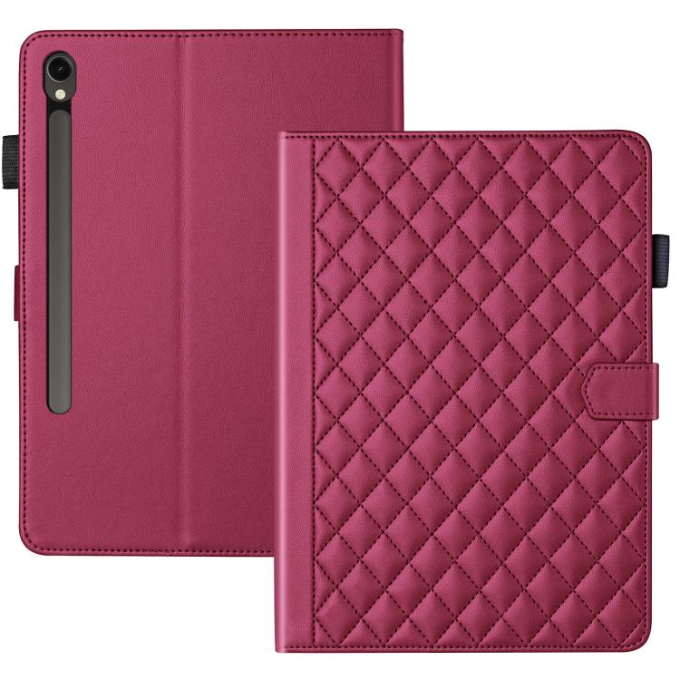 For Samsung Galaxy Tab S10 FE+ Rhombus Lattice Leather Tablet Case(Red) by bashfashion