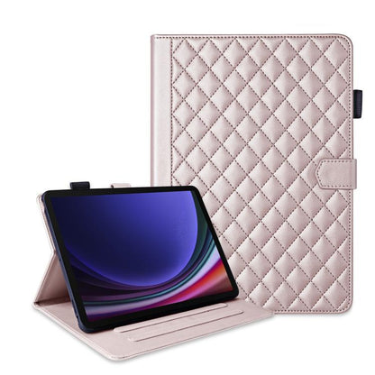 For Samsung Galaxy Tab S10 FE+ Rhombus Lattice Leather Tablet Case(Rose Gold) by bashfashion