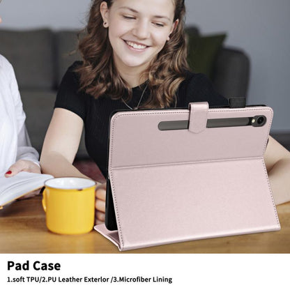 For Samsung Galaxy Tab S10 FE+ Rhombus Lattice Leather Tablet Case(Rose Gold) by bashfashion