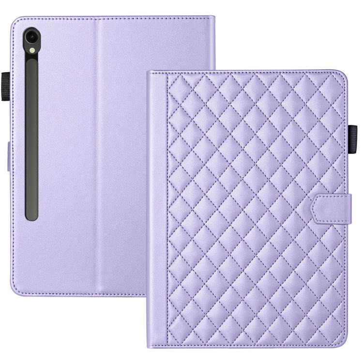 For Samsung Galaxy Tab S10 FE+ Rhombus Lattice Leather Tablet Case(Purple) by bashfashion