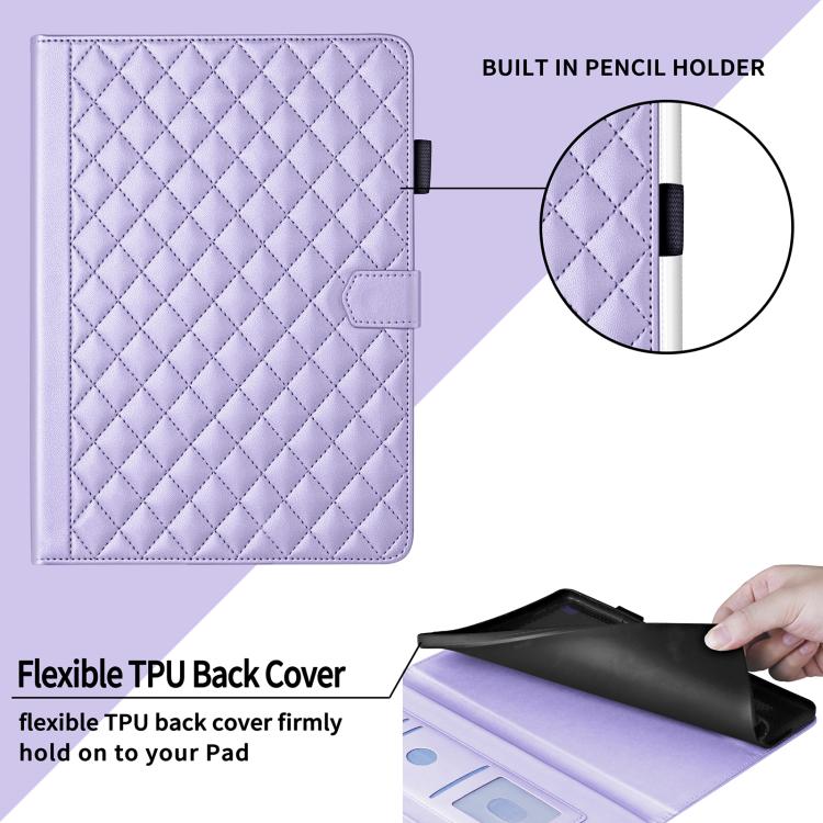 For Samsung Galaxy Tab S10 FE+ Rhombus Lattice Leather Tablet Case(Purple) by bashfashion