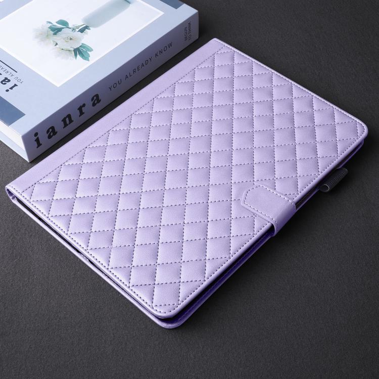 For Samsung Galaxy Tab S10 FE+ Rhombus Lattice Leather Tablet Case(Purple) by bashfashion