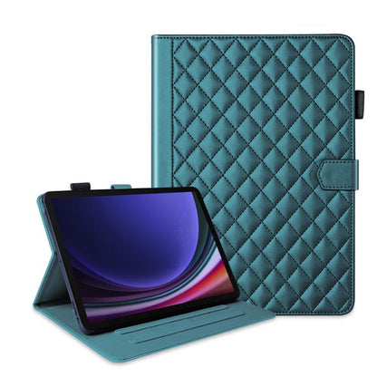 For Samsung Galaxy Tab S10 FE+ Rhombus Lattice Leather Tablet Case(Dark Green) by bashfashion