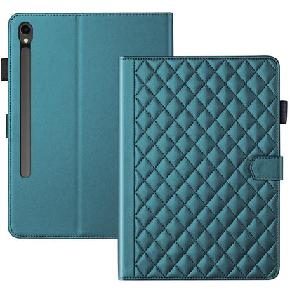 For Samsung Galaxy Tab S10 FE+ Rhombus Lattice Leather Tablet Case(Dark Green) by bashfashion