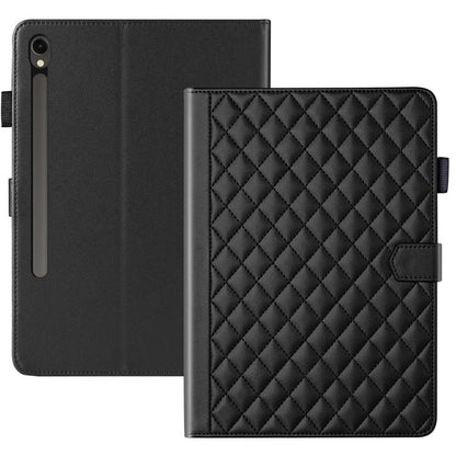 For Samsung Galaxy Tab S10 FE+ Rhombus Lattice Leather Tablet Case(Black) by bashfashion