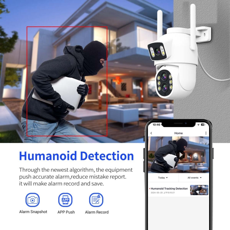 ESCAM QF500 5+5MP Motion Detection WiFi Intelligent 10X Optical Zoom Camera(US Plug) by ESCAM