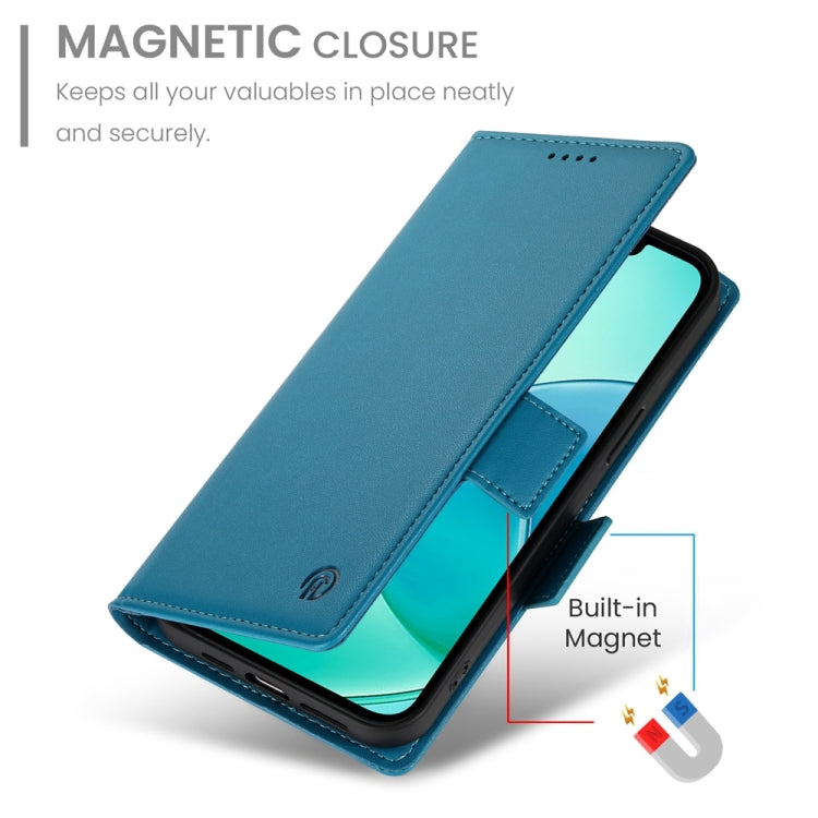 For iPhone 16e Side Buckle Magnetic Frosted Leather Phone Case(Blue) by bashfashion