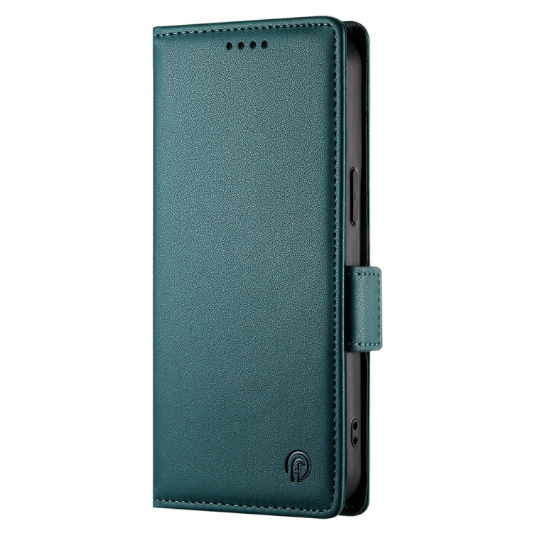 For iPhone 16e Side Buckle Magnetic Frosted Leather Phone Case(Dark Green) by bashfashion