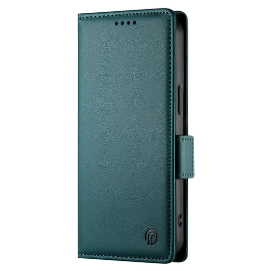 For iPhone 16e Side Buckle Magnetic Frosted Leather Phone Case(Dark Green) by bashfashion