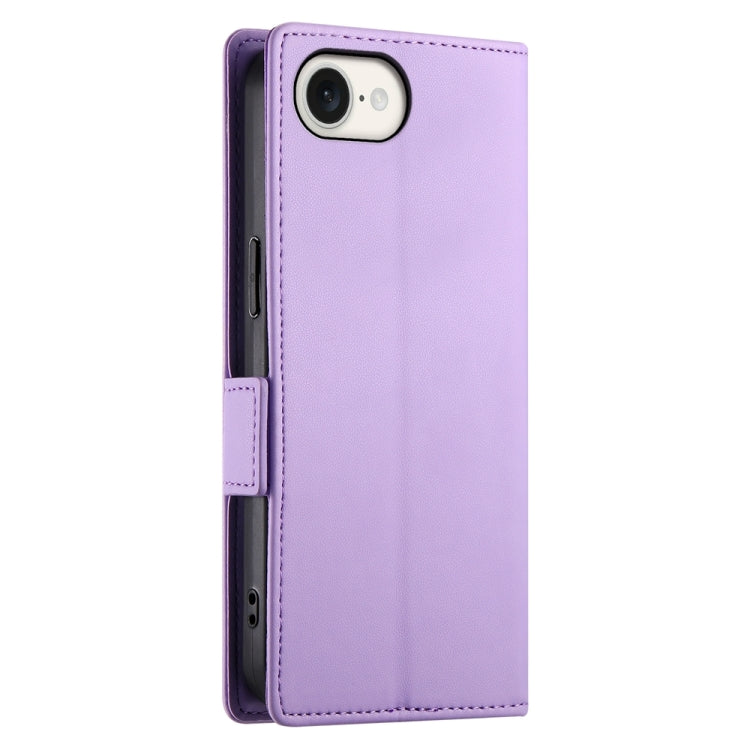 For iPhone 16e Side Buckle Magnetic Frosted Leather Phone Case(Purple) by bashfashion