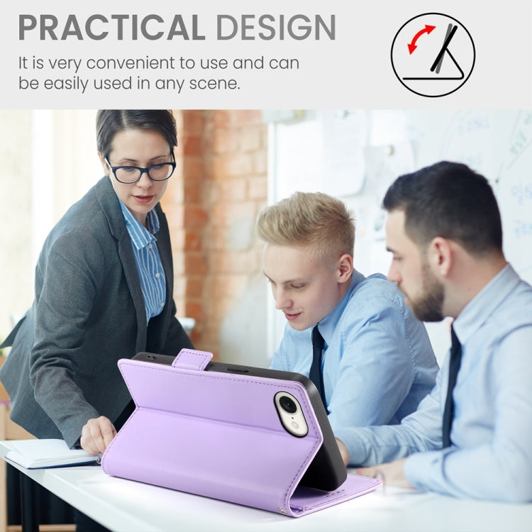 For iPhone 16e Side Buckle Magnetic Frosted Leather Phone Case(Purple) by bashfashion