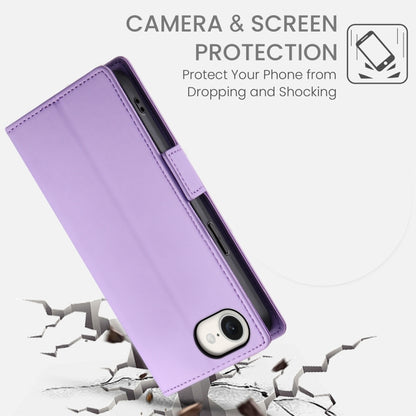 For iPhone 16e Side Buckle Magnetic Frosted Leather Phone Case(Purple) by bashfashion
