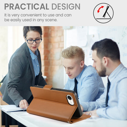 For iPhone 16e Side Buckle Magnetic Frosted Leather Phone Case(Brown) by bashfashion