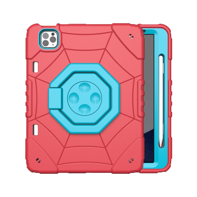 For iPad Pro 11 2022 / 2021 / 2020 Spider Turntable Handle Stress Relief Tablet Case(Red Blue) by bashfashion