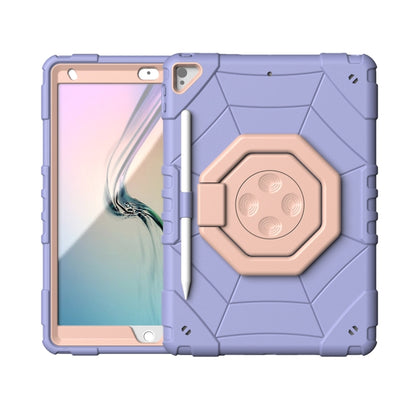 For iPad 10.2 2021 / 2020 / 2019 Spider Turntable Handle Stress Relief Tablet Case(Purple Gold) by bashfashion