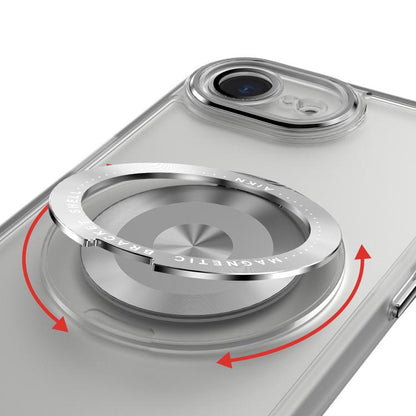 For iPhone 16e 360 Holder Magsafe Acrylic Hybrid TPU Phone Case(Grey) by bashfashion