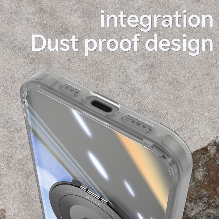 For iPhone 16e 360 Holder Magsafe Acrylic Hybrid TPU Phone Case(Grey) by bashfashion