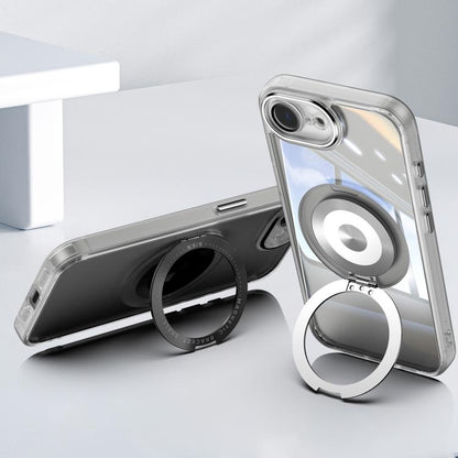 For iPhone 16e 360 Holder Magsafe Acrylic Hybrid TPU Phone Case(Grey) by bashfashion