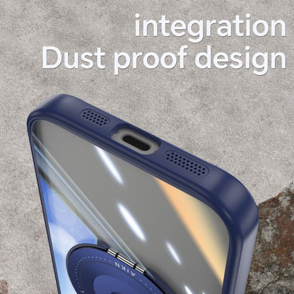 For iPhone 16e 360 Holder Magsafe Acrylic Hybrid TPU Phone Case(Blue) by bashfashion