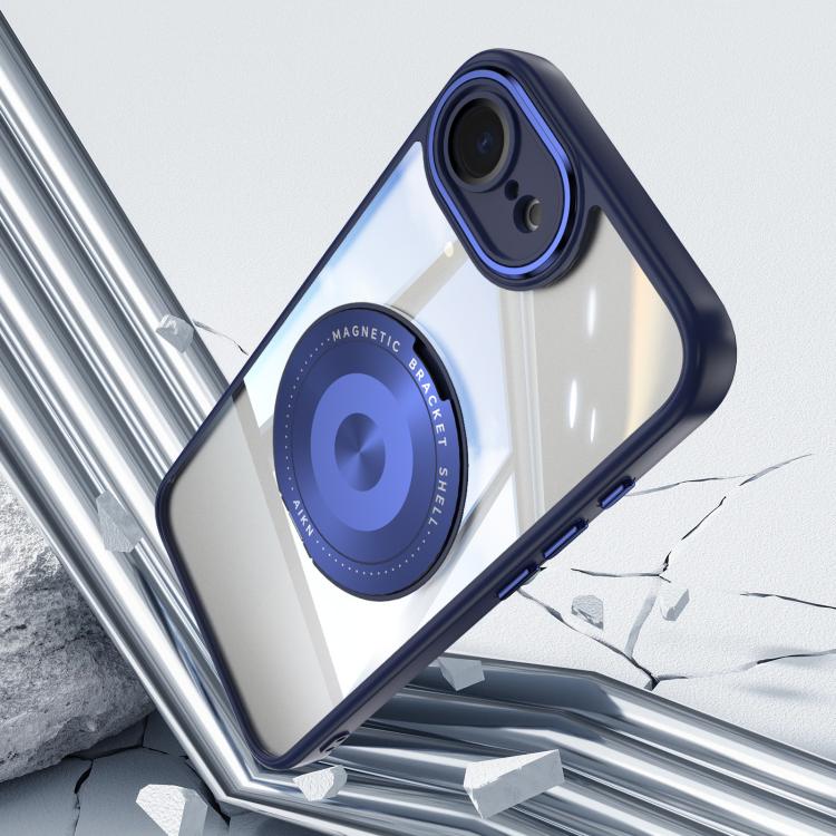 For iPhone 16e 360 Holder Magsafe Acrylic Hybrid TPU Phone Case(Blue) by bashfashion