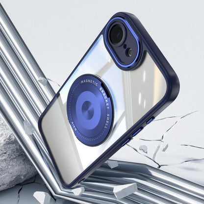 For iPhone 16e 360 Holder Magsafe Acrylic Hybrid TPU Phone Case(Blue) by bashfashion