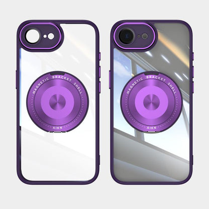 For iPhone 16e 360 Holder Magsafe Acrylic Hybrid TPU Phone Case(Purple) by bashfashion