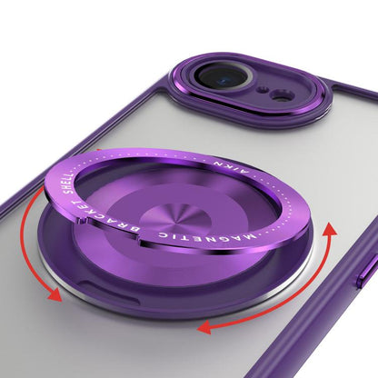 For iPhone 16e 360 Holder Magsafe Acrylic Hybrid TPU Phone Case(Purple) by bashfashion