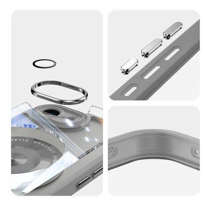 For iPhone 16e 360 Holder Magsafe Acrylic Hybrid TPU Phone Case(Frosted White) by bashfashion