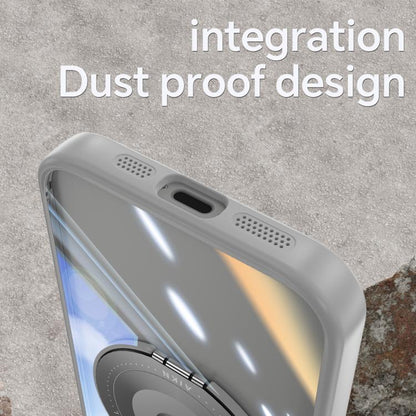 For iPhone 16e 360 Holder Magsafe Acrylic Hybrid TPU Phone Case(Frosted White) by bashfashion