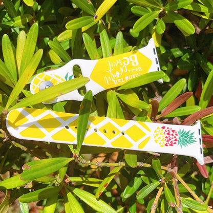For Apple Watch SE 2023 40mm Embossed Color Printed Silicone Watch Band(Pineapple) by bashfashion