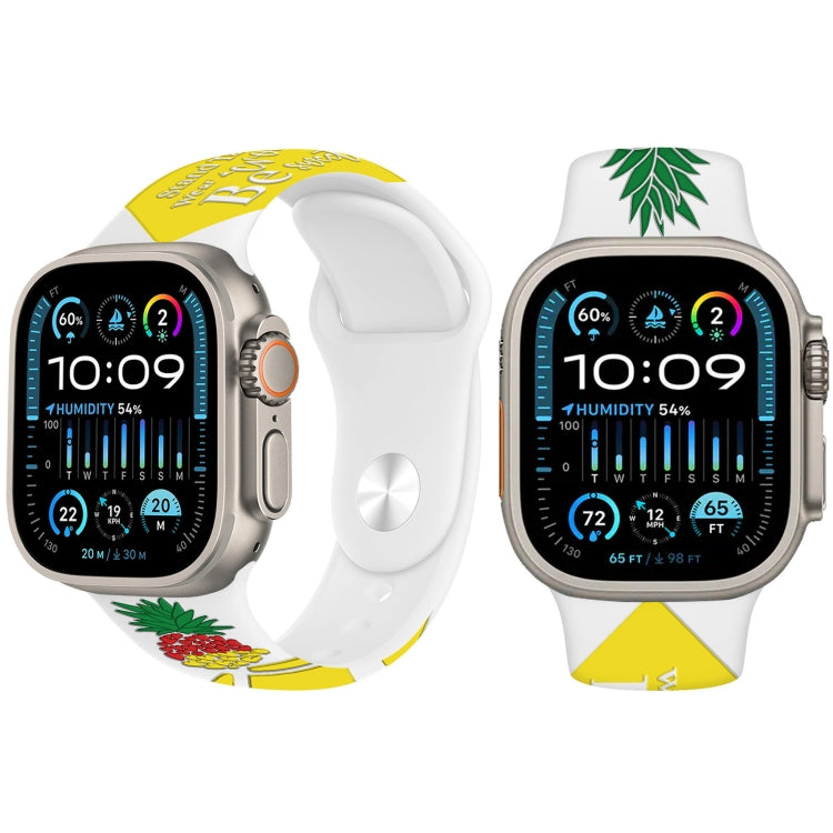For Apple Watch Ultra 2 49mm Embossed Color Printed Silicone Watch Band(Pineapple) by bashfashion