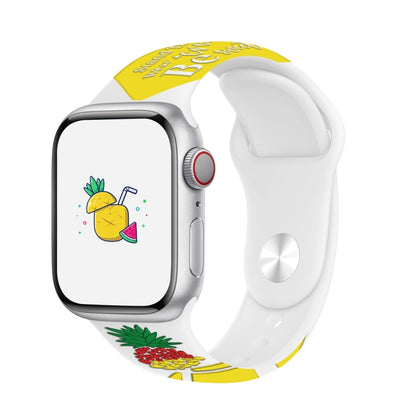 For Apple Watch Series 8 41mm Embossed Color Printed Silicone Watch Band(Pineapple) by bashfashion