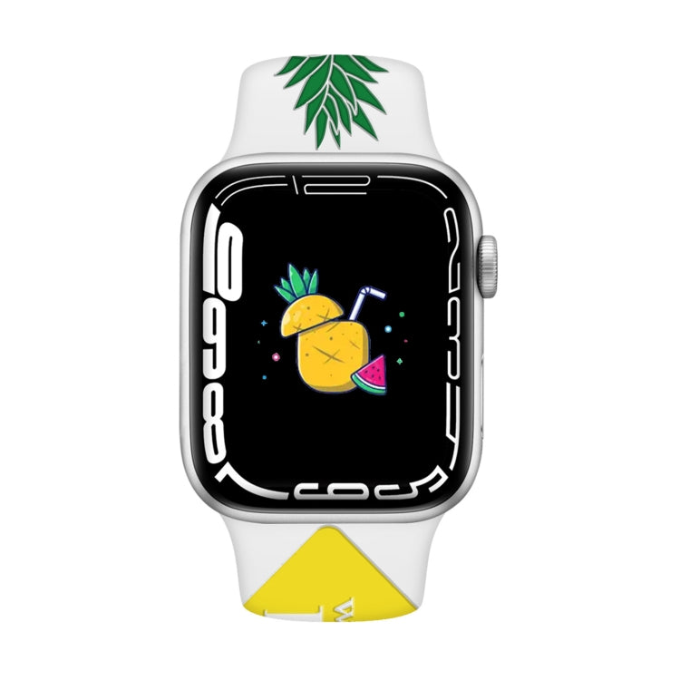 For Apple Watch Series 7 45mm Embossed Color Printed Silicone Watch Band(Pineapple) by bashfashion