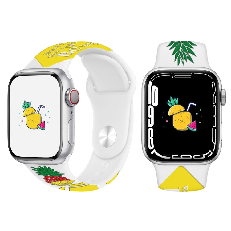 For Apple Watch Series 6 40mm Embossed Color Printed Silicone Watch Band(Pineapple) by bashfashion