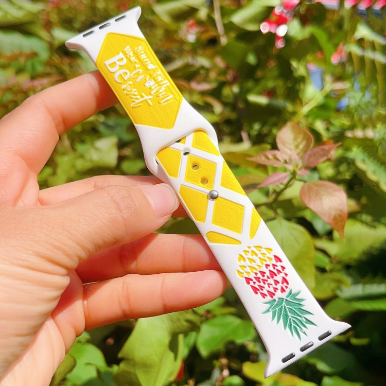 For Apple Watch Series 6 40mm Embossed Color Printed Silicone Watch Band(Pineapple) by bashfashion