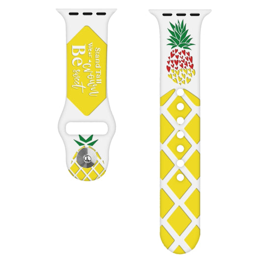 For Apple Watch Series 5 40mm Embossed Color Printed Silicone Watch Band(Pineapple) by bashfashion