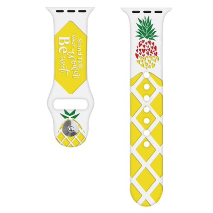 For Apple Watch Series 3 42mm Embossed Color Printed Silicone Watch Band(Pineapple) by bashfashion